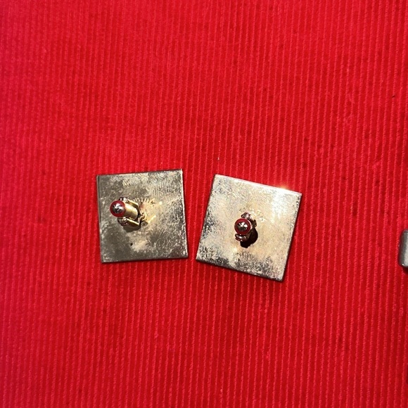 Geometric Gold Tone with Stones Cufflinks - Picture 3 of 6